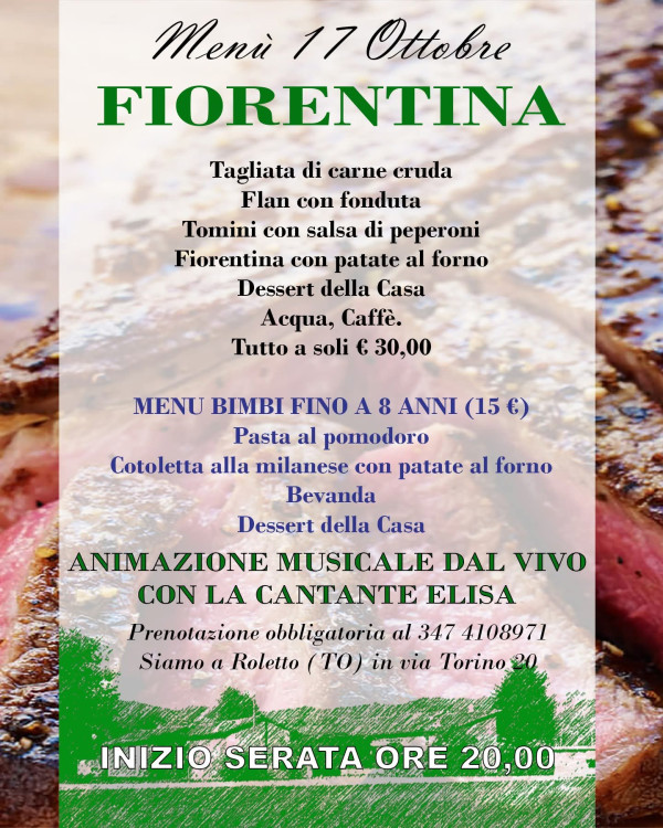 Menù 17 ottobre La Fiorentina