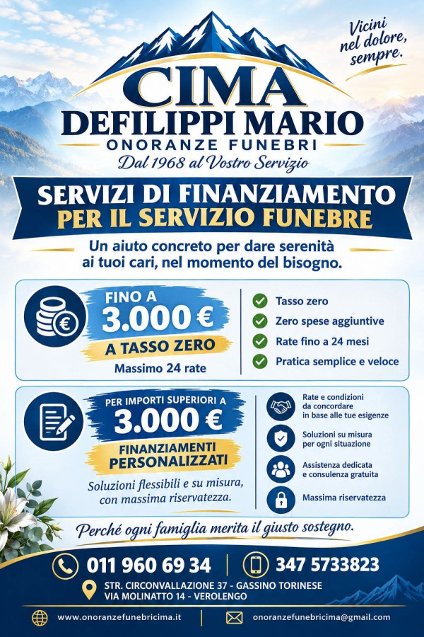 Dal 1968 al vostro servizio Cima Defilippi Mario Onoranze Funebri